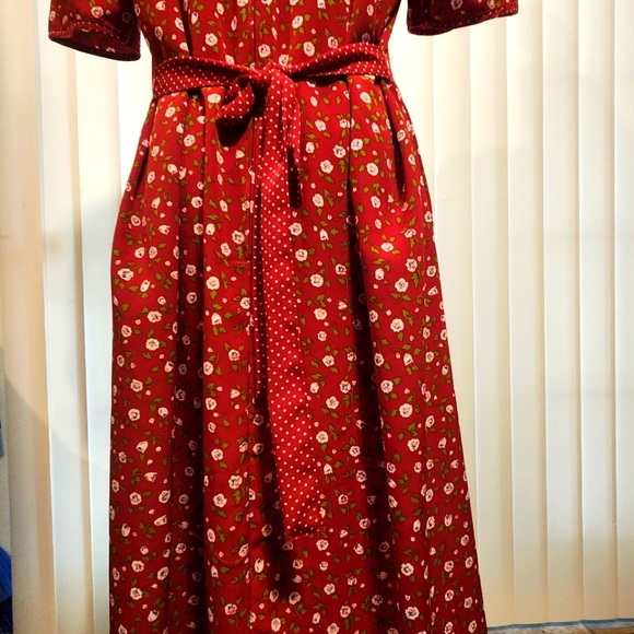 Vintage Kathie Lee Collection Red Floral Dress Size 14 - Picture 8 of 12